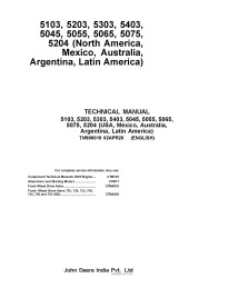 TM900019 Manual técnico del tractor John Deere 5045D, 5045E, 5055D, 5055E, 5065E, 5075E, 5103, 5203, 5204, 5303, 5403, 5503 (...