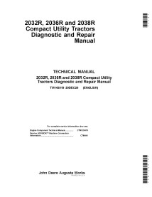 TM143919 Manuel de diagnostic et de réparation des tracteurs John Deere 2032R, 2036R et 2038R (TM143919)