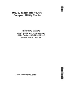 Manuel technique pdf des tracteurs John Deere 1023E, 1025R et 1026R - John Deere manuels