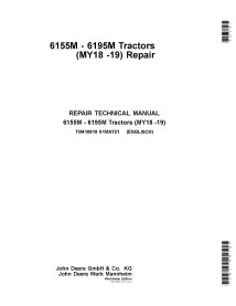 TM410819 Manual técnico de reparação do trator John Deere 6155M, 6175M, 6195M (ano/modelo 2018-2019) (TM410819)