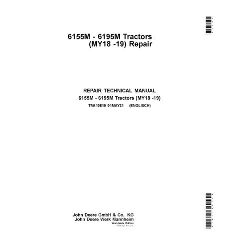 Manuel technique de réparation du tracteur John Deere 6155M, 6175M, 6195M (MY18-19 ) pdf - John Deere manuels - JD-TM410819