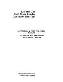 TM2191 John Deere 325, 328 skid steer loader operation & test technical manual (TM2191)
