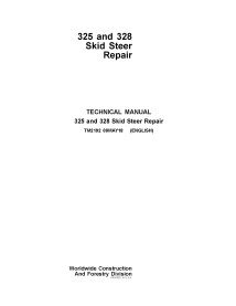 TM2192 John Deere 325, 328 skid steer loader repair technical manual (TM2192)