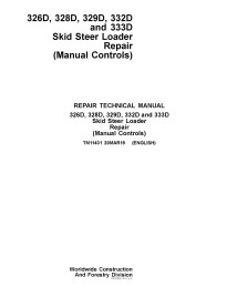 John Deere 326D, 328D, 329D, 332D, 333D skid steer loader pdf repair technical manual  - John Deere manuals - JD-TM11431