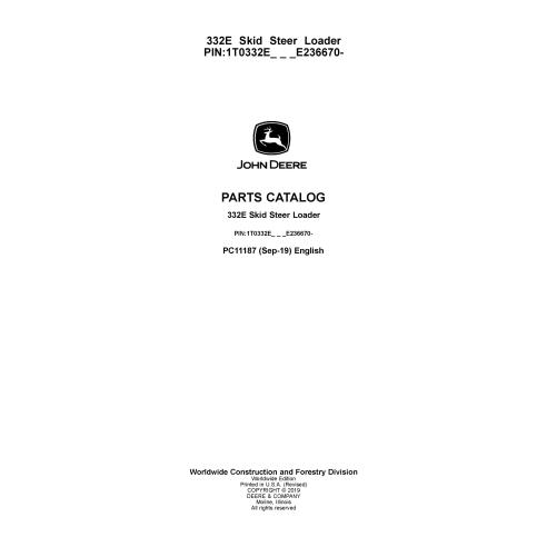 Catálogo de peças em pdf da minicarregadeira John Deere 332E - John Deere manuais - JD-PC11187