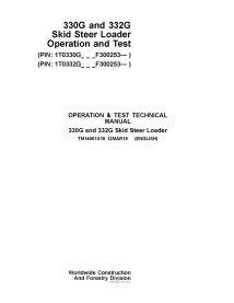 TM14061X19 John Deere 330G, 332G skid steer loader operation & test technical manual (TM14061X19)