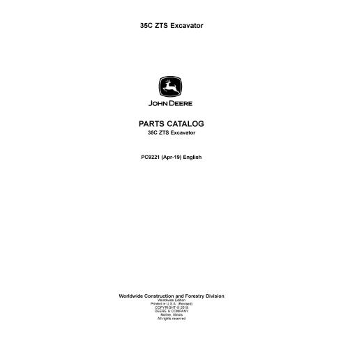 Catalogue de pièces pdf pour pelle John Deere 35C ZTS - John Deere manuels - JD-PC9221