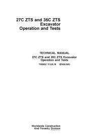 Excavadora John Deere 27C ZTS, 35C ZTS manual técnico de operación y prueba en pdf - John Deere manuales - JD-TM2052