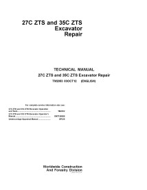 TM2053 John Deere 27C ZTS, 35C ZTS excavator repair technical manual (TM2053)