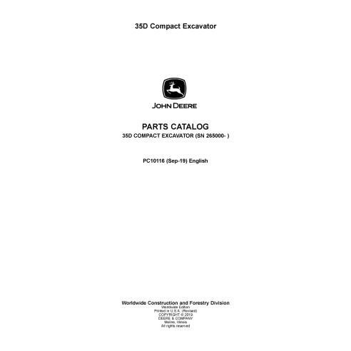 Catalogue de pièces pdf pour pelle compacte John Deere 35D - John Deere manuels - JD-PC10116