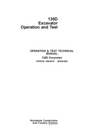 Manual técnico de teste e operação em pdf da escavadeira John Deere 135D - John Deere manuais - JD-TM10742