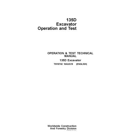 TM10742 John Deere 135D excavator pdf operation & test technical manual