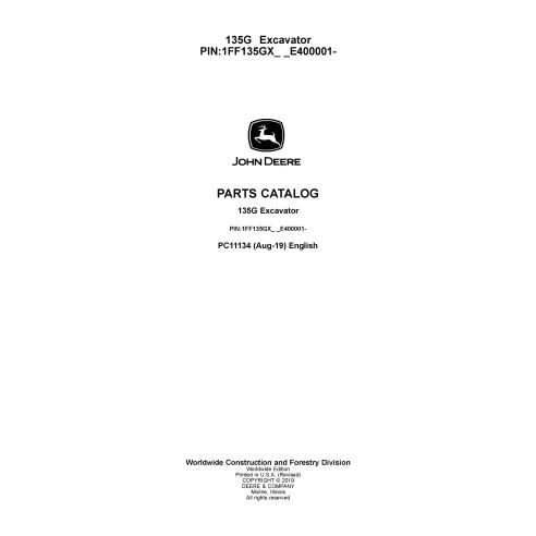 Catalogue de pièces pdf pour pelle John Deere 135G - John Deere manuels - JD-PC11134