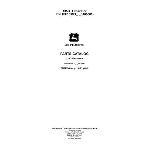 John Deere 135G excavator pdf parts catalog  - John Deere manuals - JD-PC11134