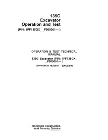 Excavadora John Deere 135G manual técnico de operación y prueba en pdf - John Deere manuales - JD-TM14053X19