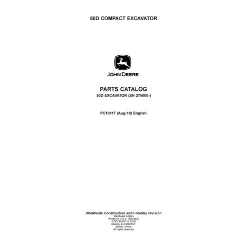 Catalogue de pièces pdf pour pelle John Deere 50D - John Deere manuels - JD-PC10117