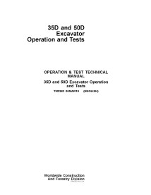 Manuel technique de fonctionnement et de test de la pelle John Deere 35D, 50D pdf - John Deere manuels - JD-TM2263
