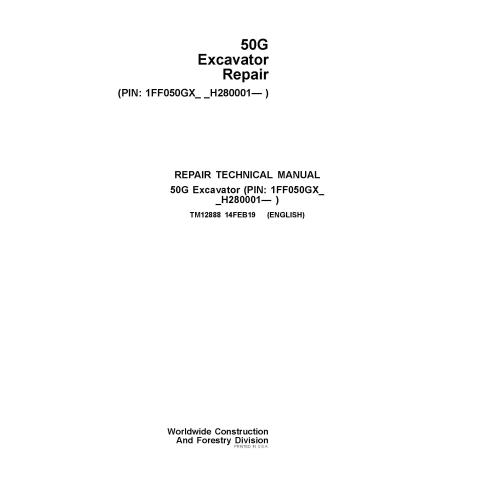Manual técnico de reparo em pdf da escavadeira John Deere 50G - John Deere manuais - JD-TM12888