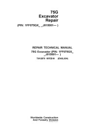 TM12876 John Deere 75G excavator repair technical manual (TM12876)