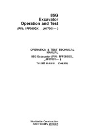 TM12867 John Deere 85G excavator operation & test technical manual (TM12867)