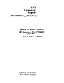 Manuel technique de réparation pelle John Deere 85G pdf - John Deere manuels - JD-TM12870