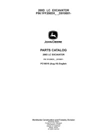 Catalogue de pièces pdf pour pelle John Deere 200D LC - John Deere manuels - JD-PC10015