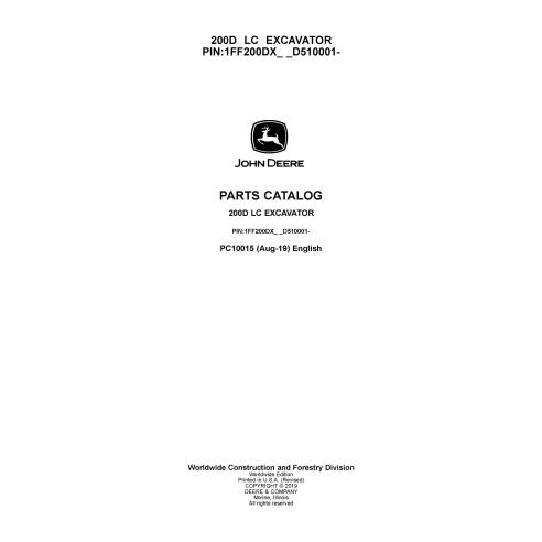 Catálogo de peças em pdf da escavadeira John Deere 200D LC - John Deere manuais - JD-PC10015
