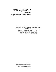 Manuel technique de fonctionnement et de test de la pelle John Deere 200D LC pdf - John Deere manuels - JD-TM10076
