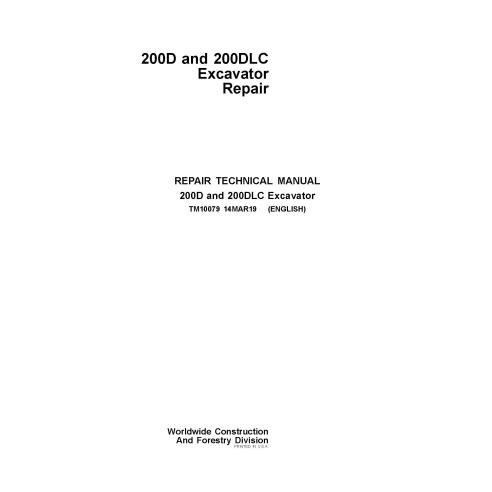 Manual técnico de reparo em pdf da escavadeira John Deere 200D LC - John Deere manuais - JD-TM10079