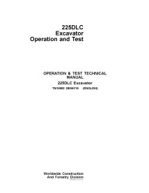 Manual técnico de teste e operação em pdf da escavadeira John Deere 225DLC - John Deere manuais - JD-TM10082