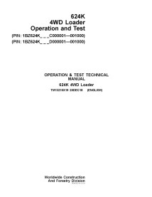 TM13210X19 John Deere 624K wheel loader operation & test technical manual (TM13210X19)