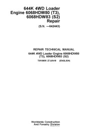 TM10695 John Deere 644K wheel loader repair technical manual (TM10695)