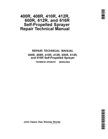 John Deere 400R, 408R, 410R, 412R, 600R, 612R, 616R pulverizador autopropelido reparo pdf manual técnico - John Deere manuais