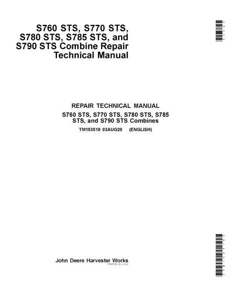 TM153519 John Deere S760, S770, S780, S785, S790 STS combinan pdf manual técnico de reparación