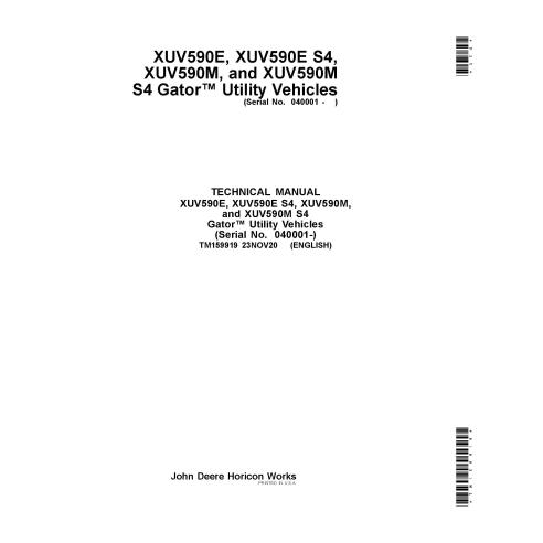 John Deere XUV590E, XUV590E S4, XUV590M, XUV590M S4 Gator veículo utilitário manual técnico em pdf - John Deere manuais - JD-...