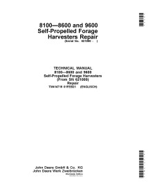 TM414719 John Deere 8100, 8200, 8300, 8400, 8500, 8600, 9600 ensileuse manuel technique de réparation pdf