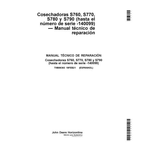 John Deere S760, S770, S780, S790 moissonneuse-batteuse manuel technique de réparation pdf ES - John Deere manuels - JD-TM806363