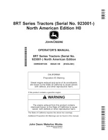 Manuel d'utilisation du tracteur John Deere 8RT 310, 8RT 340, 8RT 370, 8RT 410 pdf - John Deere manuels - JD-OMRE597236