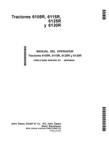 Manuel d'utilisation du tracteur John Deere 6105R, 6115R, 6125R, 6130R pdf ES - John Deere manuels - JD-OMAL212502-EU-ES