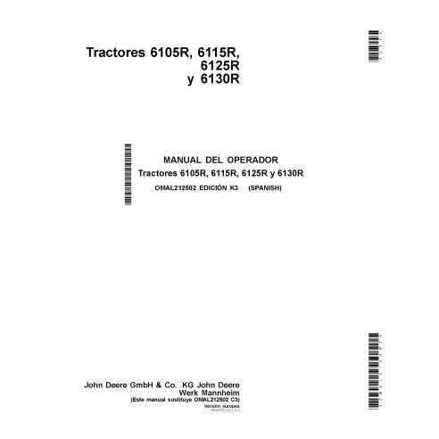 Manuel d'utilisation du tracteur John Deere 6105R, 6115R, 6125R, 6130R pdf ES - John Deere manuels - JD-OMAL212502-EU-ES