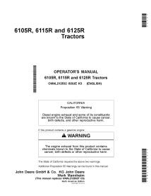 Manuel d'utilisation du tracteur John Deere 6105R, 6115R, 6125R pdf - John Deere manuels - JD-OMAL212532