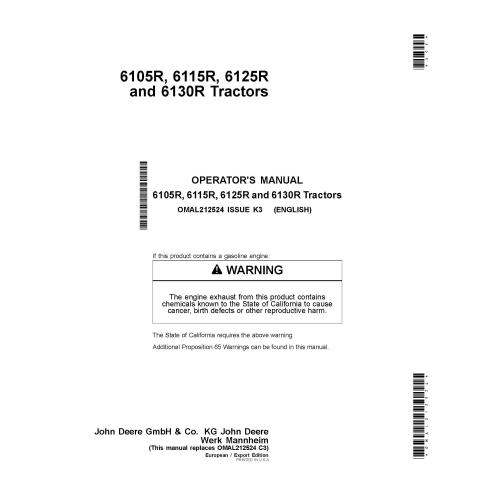 John Deere 6105R, 6115R, 6125R, 6130R tractor pdf manual del operador - John Deere manuales - JD-OMAL212524-EU