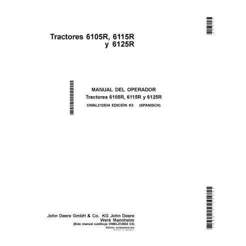 John Deere 6105R, 6115R, 6125R trator pdf manual do operador ES - John Deere manuais - JD-OMAL212534-NA-ES