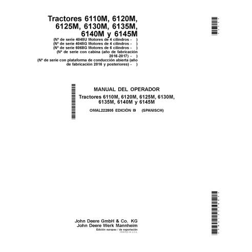 JD-OMAL222805-EXP-ES John Deere 6110M, 6120M, 6125M, 6130M, 6135M, 6140M, 6145M tractor operator's manual ES (OMAL222805)