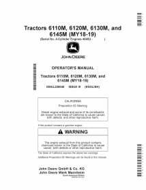 Manuel d'utilisation du tracteur John Deere 6110M, 6120M, 6130M, 6145M pdf - John Deere manuels - JD-OMAL226045-NA