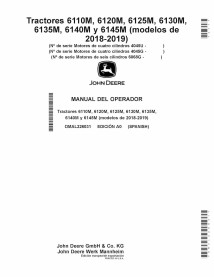JD-OMAL226031-EXP-ES Manual del operador del tractor John Deere 6110M, 6120M, 6125M, 6130M, 6135M, 6140M, 6145M ES (OMAL226031)