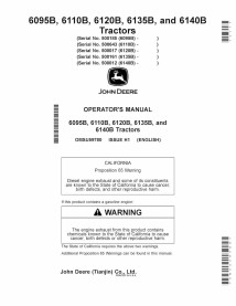 Manuel d'utilisation du tracteur John Deere 6095B, 6110B, 6120B, 6135B, 6140B pdf - John Deere manuels - JD-OMSU59780