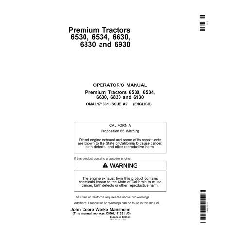 John Deere 6530, 6534, 6630, 6830, 6930 tractor pdf manual del operador - John Deere manuales - JD-OMAL171331-EU