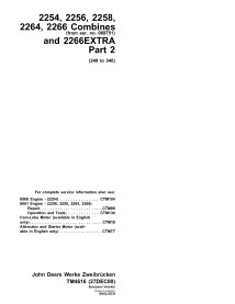 TM4616 John Deere 2254, 2256, 2258, 2264, 2266, 2266 Extra moissonneuse-batteuse pdf manuel technique