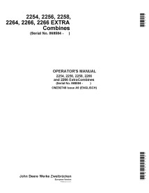 John Deere 2254, 2256, 2258, 2264, 2266, 2266 Manuel d'utilisation pdf de la moissonneuse-batteuse supplémentaire - John Deer...